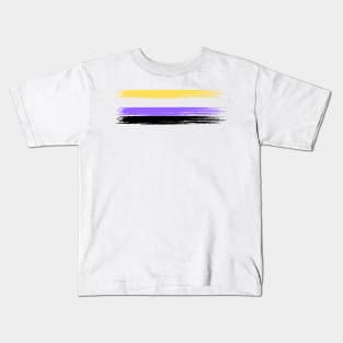 Pride Collection - Non-Binary Pride Flag (Paint Streak/Horizontal) Kids T-Shirt